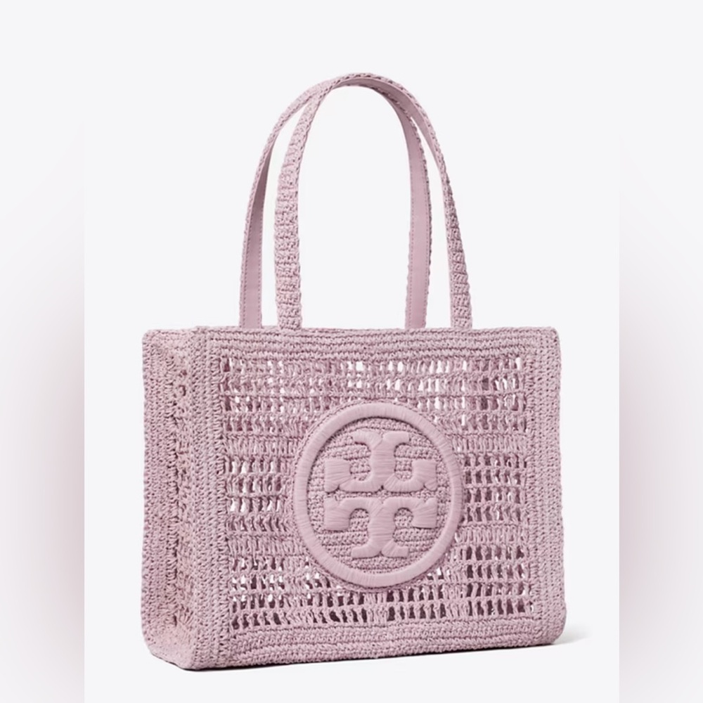 NWT Tory Burch Pale Purple Small Ella Hand-Crocheted Tote - Picture 2 of 8